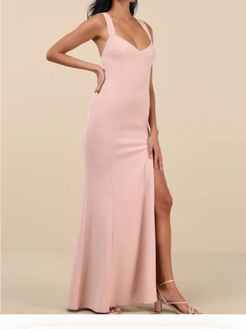 Lulu's Blush Pink V-Neck Maxi Dress with Side Slit